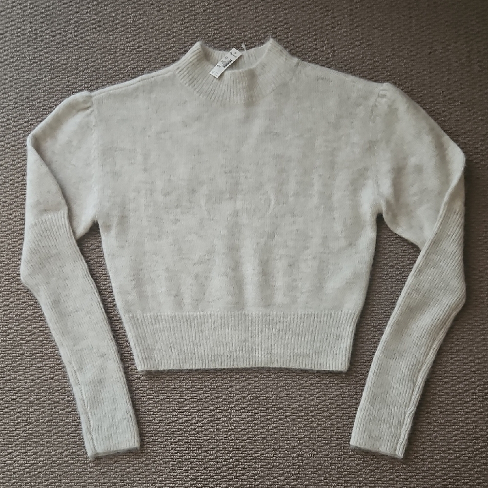 Madewell Off-white Alpaca-blend Mockneck Puff Sleeve Sweater Size Small, NWT